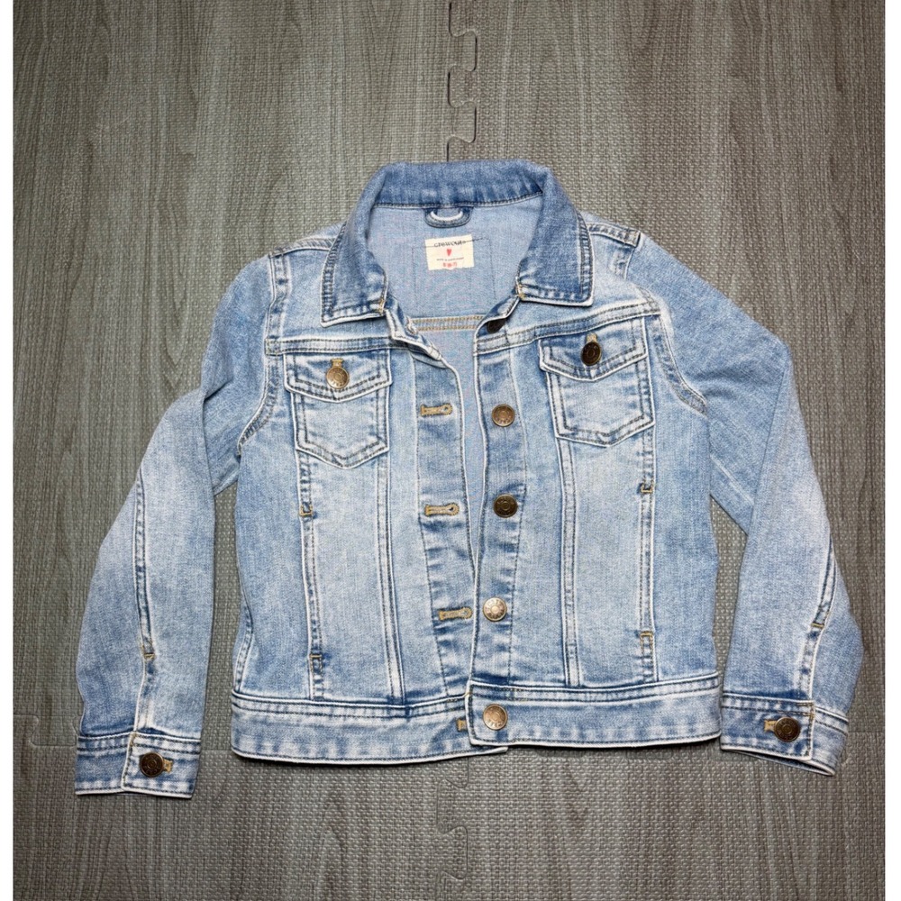 Crewcuts Kids Light Wash Denim Trucker Jacket Road America Patch Size S 6-7